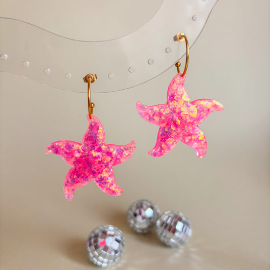 Pendientes de estrellas de mar hechos a mano con resina epoxi